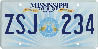 MS license plate ZSJ234
