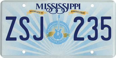 MS license plate ZSJ235