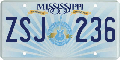 MS license plate ZSJ236