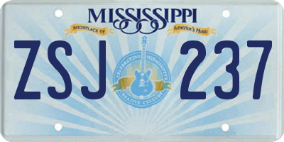 MS license plate ZSJ237