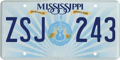 MS license plate ZSJ243