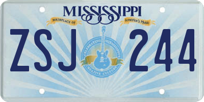 MS license plate ZSJ244