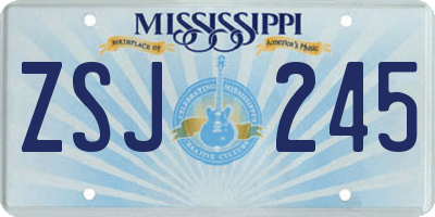MS license plate ZSJ245