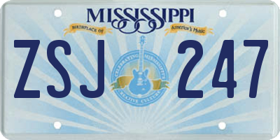 MS license plate ZSJ247
