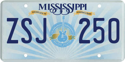 MS license plate ZSJ250