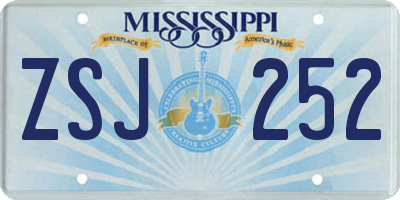 MS license plate ZSJ252