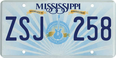 MS license plate ZSJ258