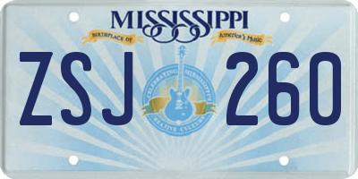 MS license plate ZSJ260