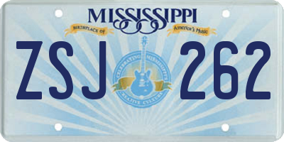 MS license plate ZSJ262