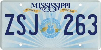 MS license plate ZSJ263