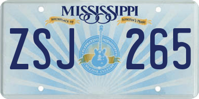 MS license plate ZSJ265
