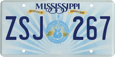 MS license plate ZSJ267