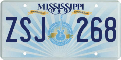 MS license plate ZSJ268