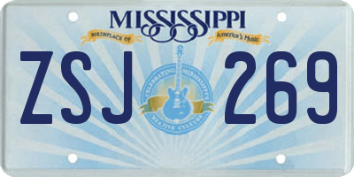 MS license plate ZSJ269