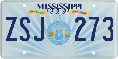 MS license plate ZSJ273