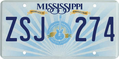 MS license plate ZSJ274