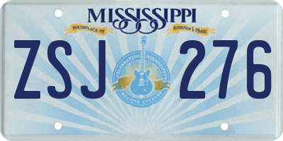 MS license plate ZSJ276