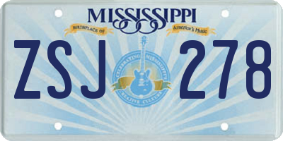 MS license plate ZSJ278