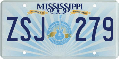 MS license plate ZSJ279