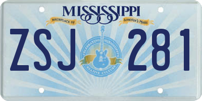 MS license plate ZSJ281