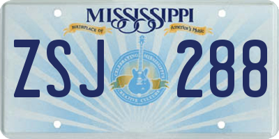 MS license plate ZSJ288