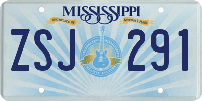 MS license plate ZSJ291