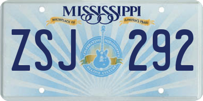 MS license plate ZSJ292
