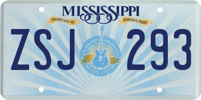 MS license plate ZSJ293