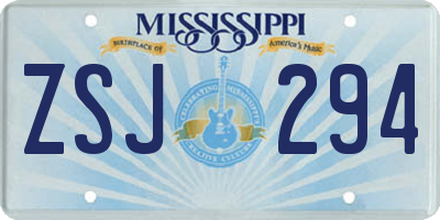 MS license plate ZSJ294