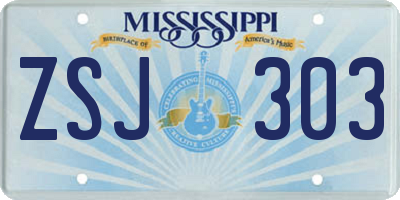 MS license plate ZSJ303