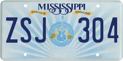 MS license plate ZSJ304
