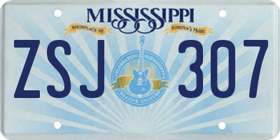 MS license plate ZSJ307