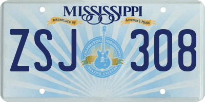MS license plate ZSJ308