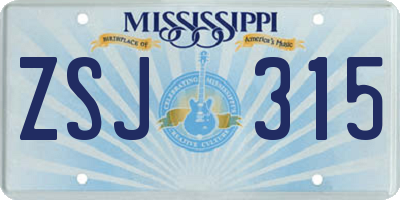 MS license plate ZSJ315
