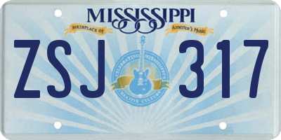 MS license plate ZSJ317