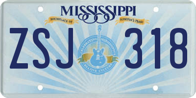 MS license plate ZSJ318