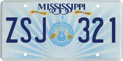 MS license plate ZSJ321