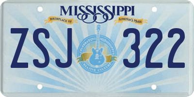 MS license plate ZSJ322