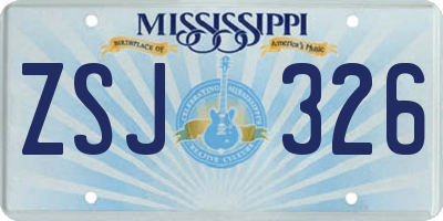 MS license plate ZSJ326