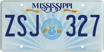 MS license plate ZSJ327