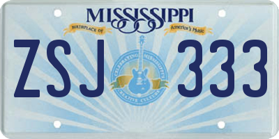 MS license plate ZSJ333