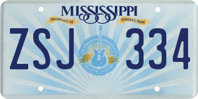 MS license plate ZSJ334