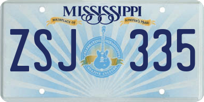 MS license plate ZSJ335
