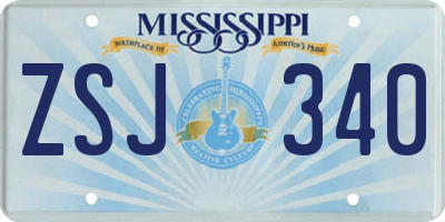 MS license plate ZSJ340