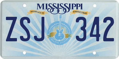 MS license plate ZSJ342