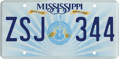 MS license plate ZSJ344