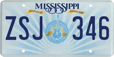 MS license plate ZSJ346