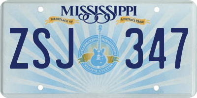 MS license plate ZSJ347