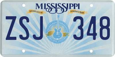 MS license plate ZSJ348