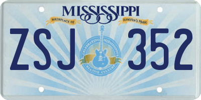 MS license plate ZSJ352